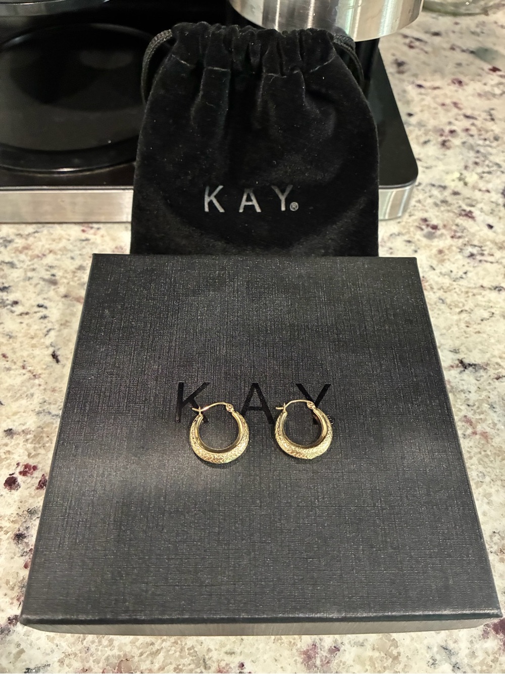 Kay Jewelers Gold Textured Hoop Earrings